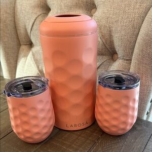 LAROSA Wine & Champagne Chiller with Two Wine Tumblers in Desert Coral